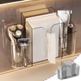 thumbnail image 2 of Organizador de baño de pared sin taladro, de acrílico transparente, para cepillos de dientes, pañuelos faciales, brochas de maquillaje y cosméticos. Soporte adhesivo impermeable con orificios de, 2 of 6