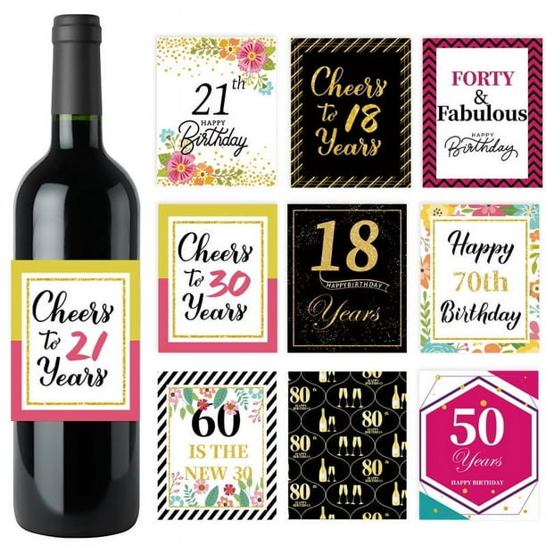 36 etiquetas para botellas de vino, 18 años, etiquetas para botellas de vino, regalos de cumpleaños, decoraciones para fiestas, etiquetas para vino | en línea
