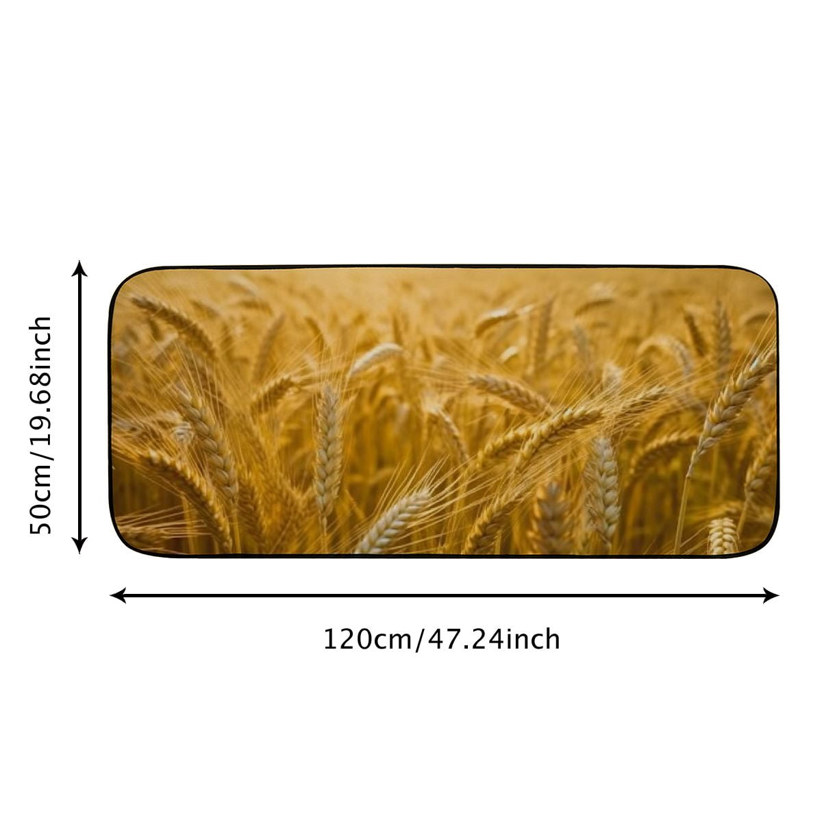 PHYHOO Decorative Door Mat, Door Mat with Non-Slip Rubber Backing, Easy Cleaning, Traps Dirt, Rug for Entry, Patio, Garage - Wheat Back lighting Beautiful Landscape Gold Yellow 19.68*47.24 in