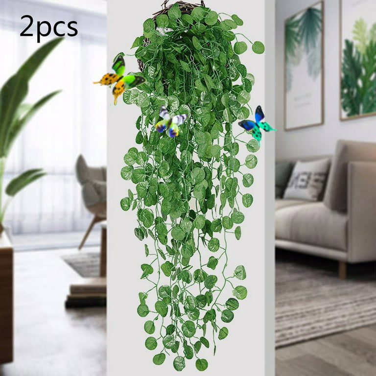 Sufanic Artificial Hanging Plant,2Pcs Fake Plants Fake Ivy Vine Fake Ivy Leaves Kitchen Plants for Wall House Room Garden Wedding Garland Indoor