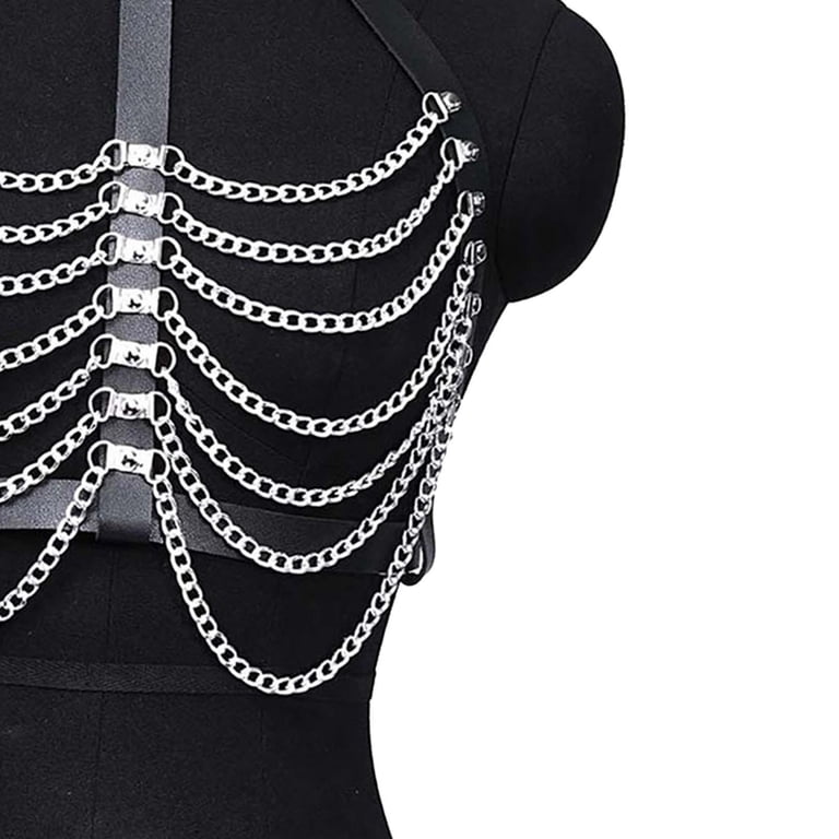 PU Leather Draped Layered Chain Choker Harness Chain Choker Harness - Etsy main image 4