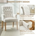 thumbnail image 5 of Fabric Upholstered Dining Chair with Arms, Tufted High Back Accent Coffee Armchair for Kitchen Dining Room Living Room, Beige, 5 of 9