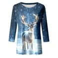 thumbnail image 4 of JIKNTTR Womens Christmas Printed Tshirts Tops Trendy Cute 3/4 Length Sleeve Round Neck Shirts Loose Fit T Shirts Fall Fashion Tops Comfy Basic Tees Top, 4 of 4