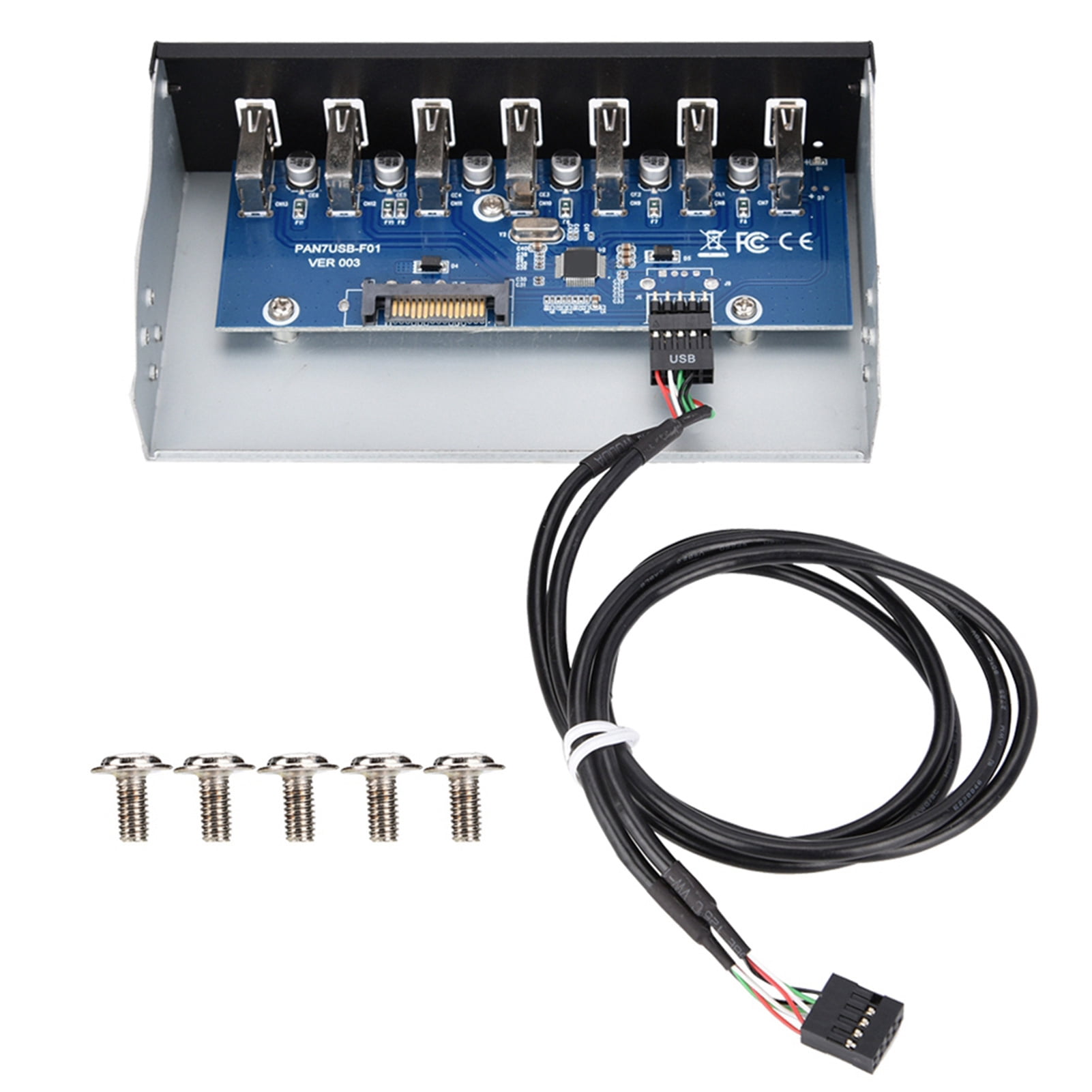 5.25 Bay Accessories, USB Hub Box Panel 7 Port USB2.0 Internal USB Hub Lossless Data Transmission USB Hub Drive Panel
