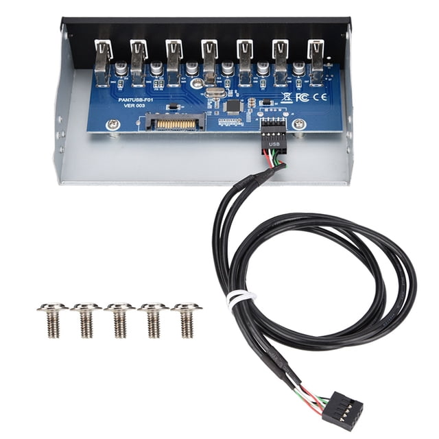 5.25 Bay Accessories, USB Hub Box Panel 7 Port USB2.0 Internal USB Hub Lossless Data Transmission USB Hub Drive Panel