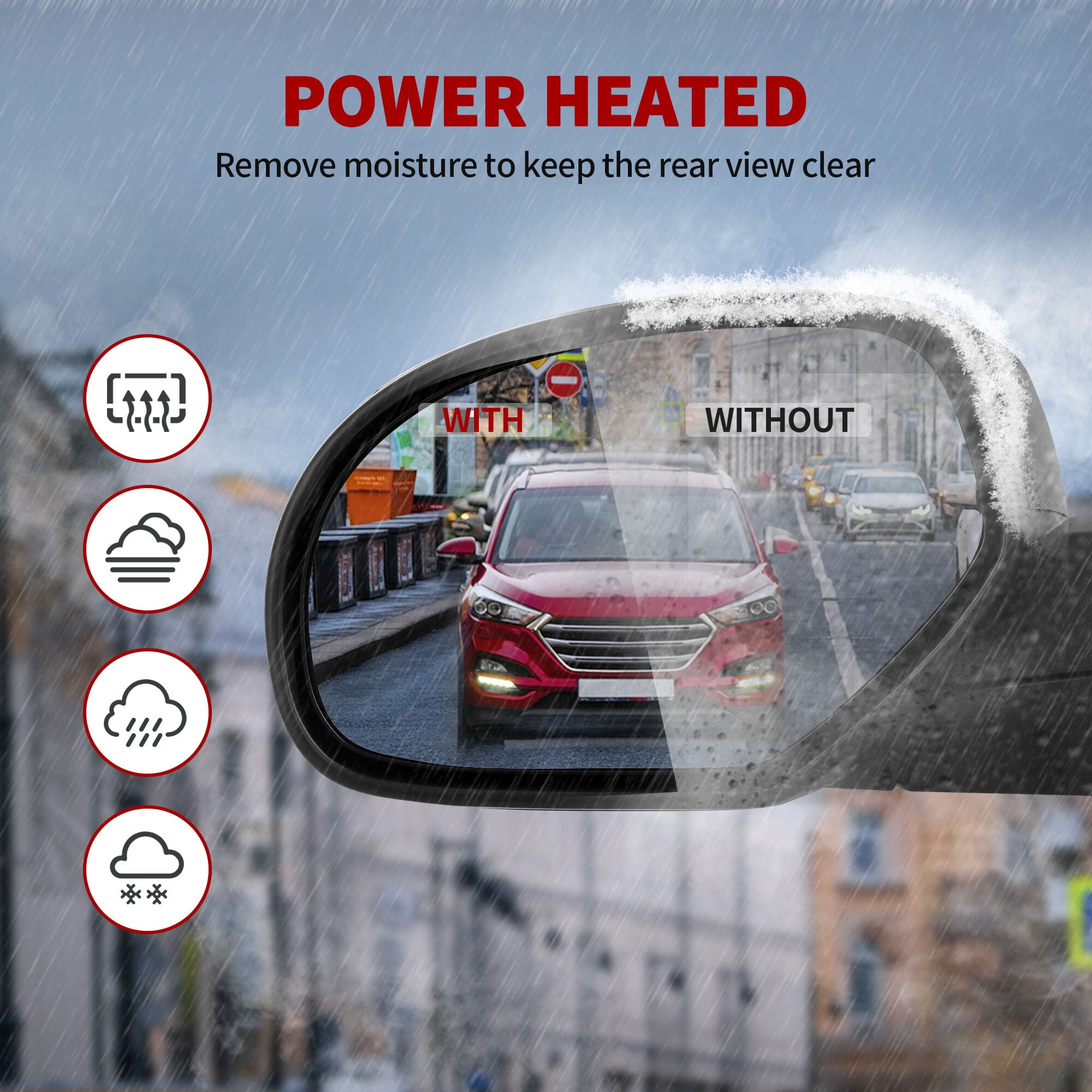 LEDKINGDOMUS Left Side Power Heated Manual Folding Mirror Replacement for 2007-2013 Chevy Silverado 1500/2500/3500 Avalanche GMC Sierra 1500/2500/3500 (LH Driver Side)