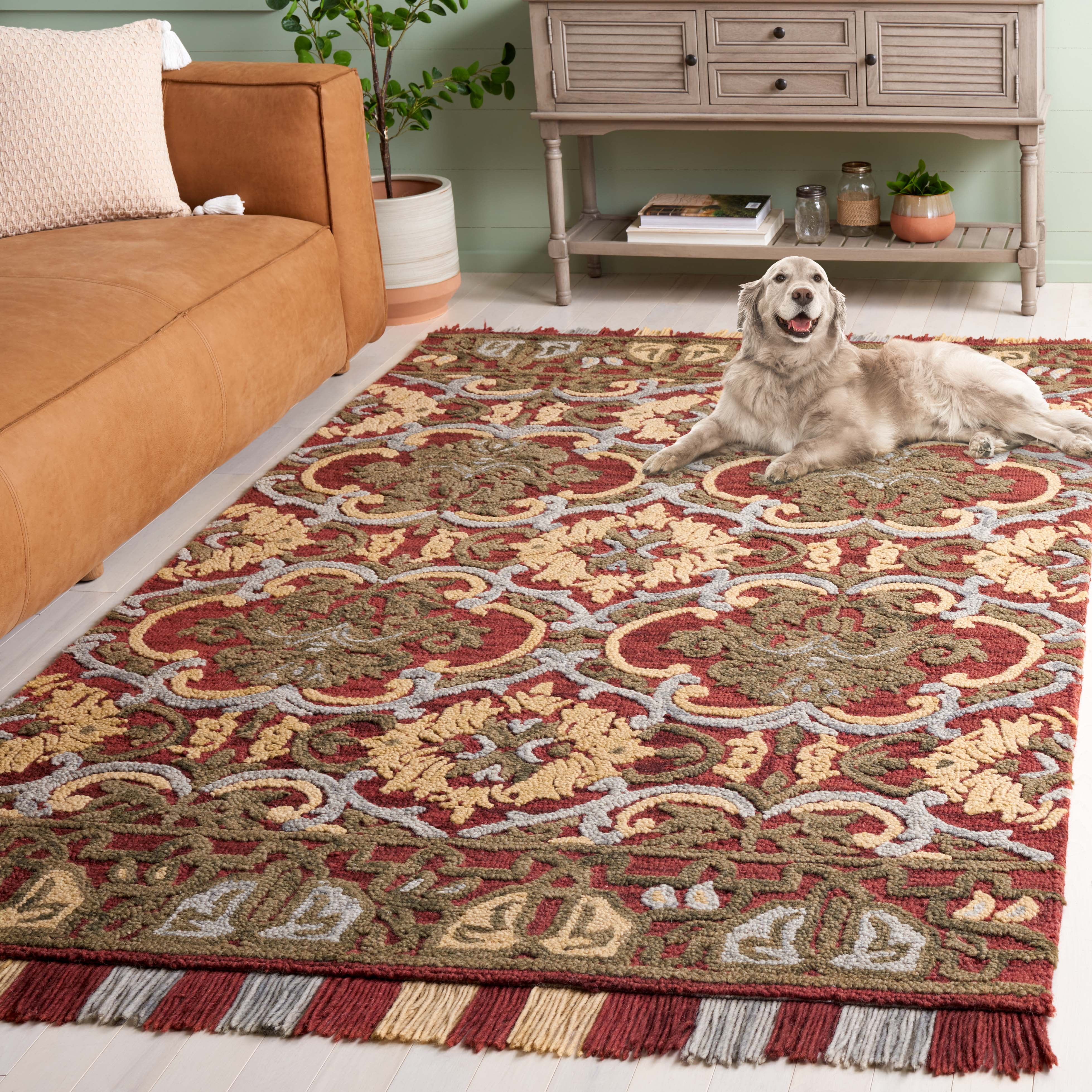 SAFAVIEH Blossom Abram Geometric Area Rug, Red/Gold, 5' x 8'