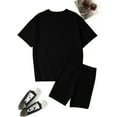 thumbnail image 5 of Tiqkatyck Outfits Sets Clearance, It Is You Not Me Women's Short Sleeve Letter Print Shorts Sets Women 2 Piece Outfits Black L, 5 of 6