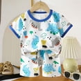 thumbnail image 2 of Girls Outfits Size 6 Baby Girl Clothes Toddler Girls Summer Outfits Kids Short Fly Sleeve Cute Ruffle Shirts Tops Floral Shorts Set,Dark Blue, 2 of 4