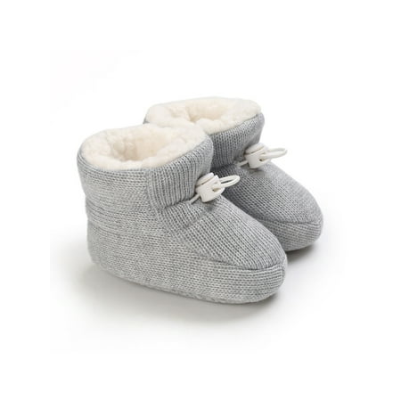 

Woobling Toddler Crib Shoes Prewalker Boots Plush Lined Sock Slippers Indoor Slipper Booties Lightweight First Walker Comfortable Gray 5C