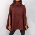 thumbnail image 4 of Gibobby Suéter de Mujer Mujer Otoño Invierno Cuello Poncho Suéter Moda Chunky Knit Cape Wrap Suéteres Jumper Tops (Rojo, L), 4 of 5