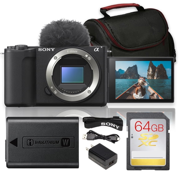 Sony ZV-E10 II Mirrorless Camera Bundle (Black) | 26MP APS-C, AI Autofocus, 4K Video