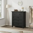 thumbnail image 6 of Dresser for Bedroom, 34.8 in Tall 4-Drawer Dresser with Large Storage, Wooden Chest of Drawers for Living Room, Black, 6 of 7