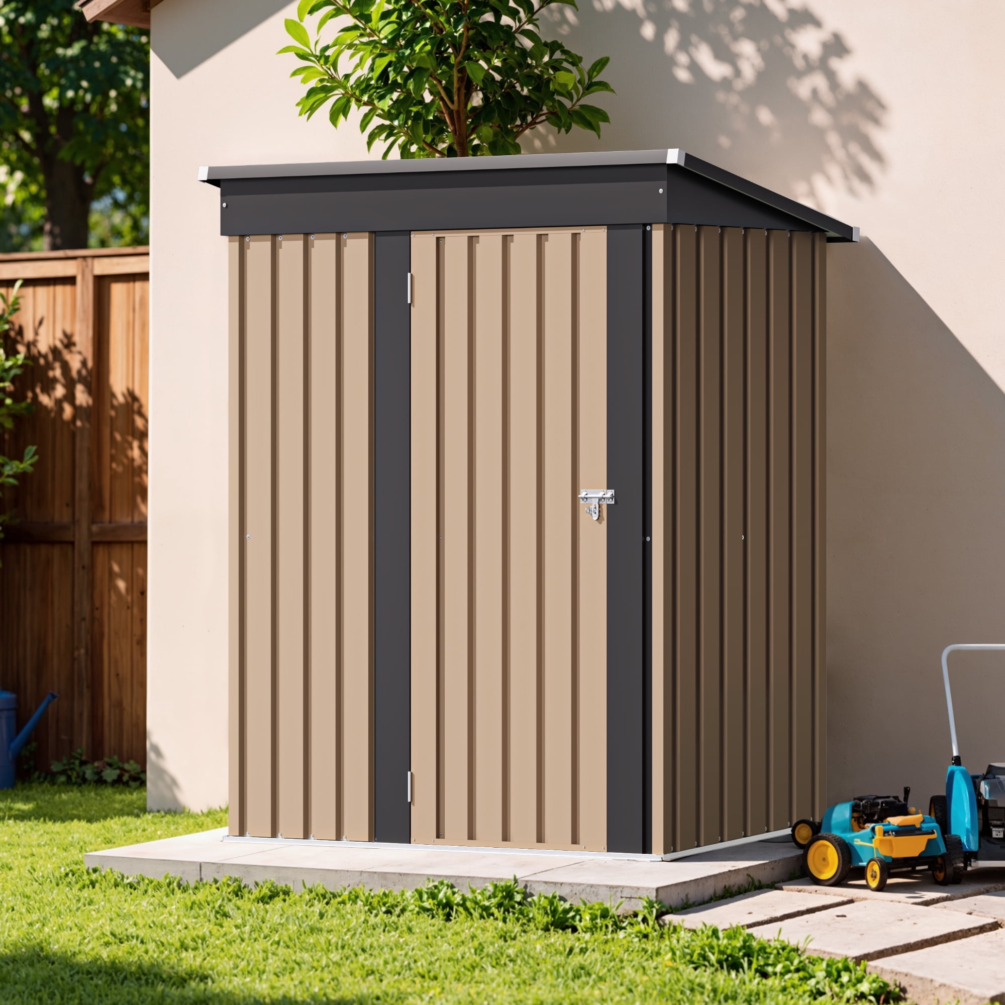 Devoko 5×3 ft.Patio Metal Shed, Lockable Garden Shed for Outdoor Backyard Patio Storage