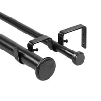Urbanest Bouton Manhattan 1" 5/8" Double Drapery Curtain Window Rod Set - 28" to 48", Black
