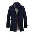 thumbnail image 3 of Dnzceghtig L;Abrigo verde militar para hombre, color liso, cuello vuelto, chaqueta de un solo pecho, cortavientos, informal, de negocios, gabardina, prendas de vestir exteriores para otoño e invierno, 3 of 5