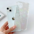 thumbnail image 6 of Compatible with iPhone 13 Case Cute Crystal Clear with Laser Bling Glitter Love Heart Pattern Design for Women Girls Soft TPU Phone Case Shockproof Protective Cover for iPhone 13, Love, 6 of 11