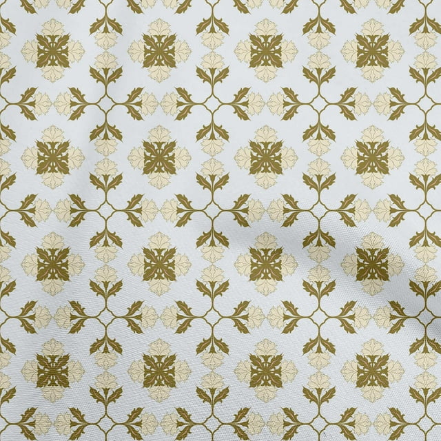 oneOone Polyester Spandex Dark Olive Green Fabric Asian Block Floral Sewing Craft Projects Fabric Prints By Yard 56 Inch Wide