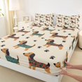 thumbnail image 4 of Homewish Cartoon Dachshund Bed Sheets,Cute Dog Paw Prints Full Size Sheets,Brown,4-Piece,1 Flat Sheet, 1 Fitted Sheet and 2 Pillowcases, 4 of 6