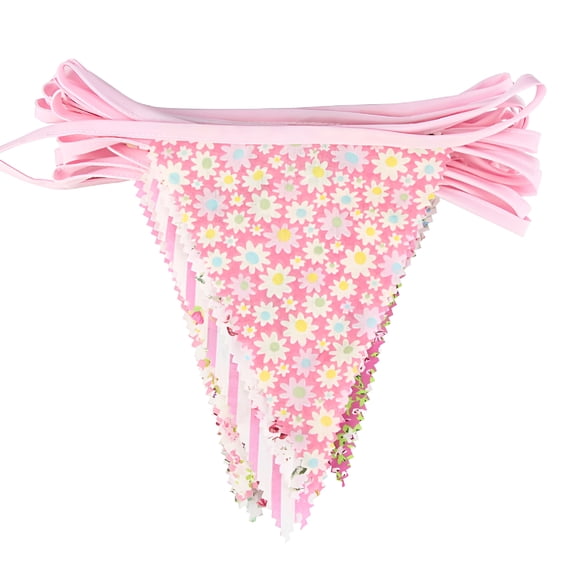 AUQ 10M Vintage Flower Fabric Bunting Banner Flower Print Flags 36 Pennant For Party Wedding Birthday Festival pennant banner flags