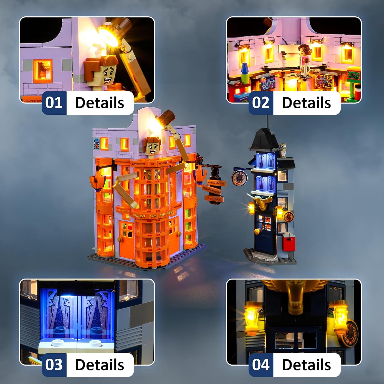 LED Light Kit for Lego 76422 Diagon Alley: Weasleys' Wizard Wheezes Set, Compatible with Lego 76422 Building Blocks Model(Not Include Blocks Set)