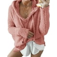 thumbnail image 1 of UKAP Ladies Sweatshirt Solid Color Pullover Drawstring Hoodies Loose Fit Winter Hooded Tops Orange Pink L, 1 of 2