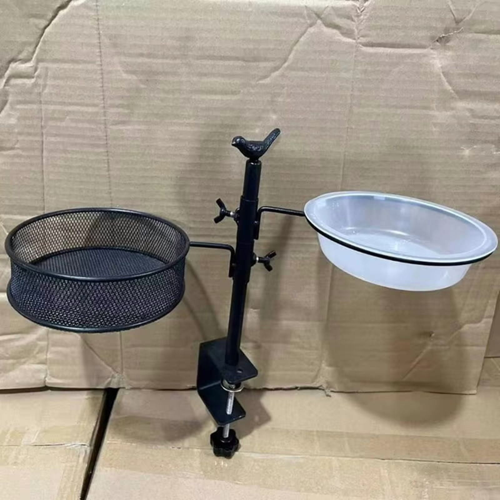 Railing Clamp Bird Feeder Adjustable Height Deck Feeders with Feeding Station Flower Pot Stand 360Degree