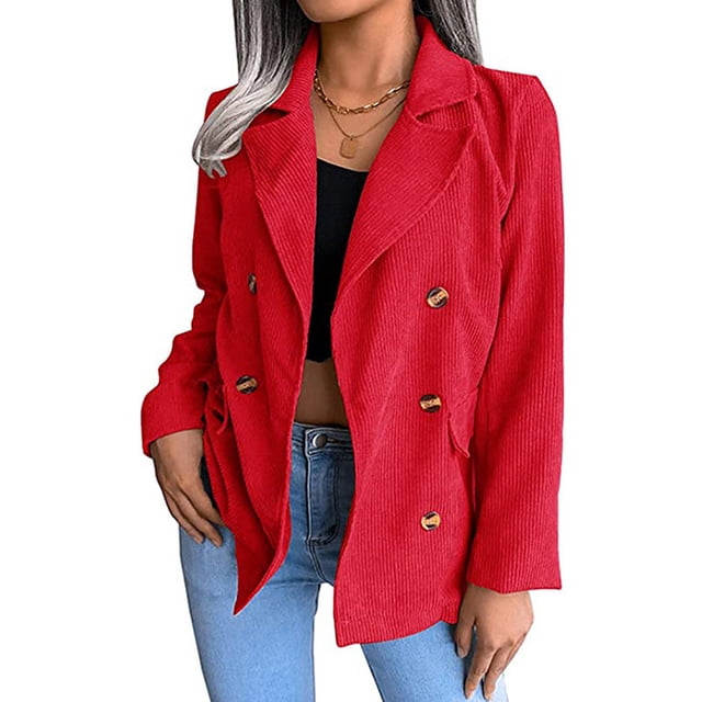 Chaqueta Con Botones, Chaqueta De Invierno Con Diseño De Inversión De Color Puro De Poliéster Para Exteriores ANGGREK Rojo XXL