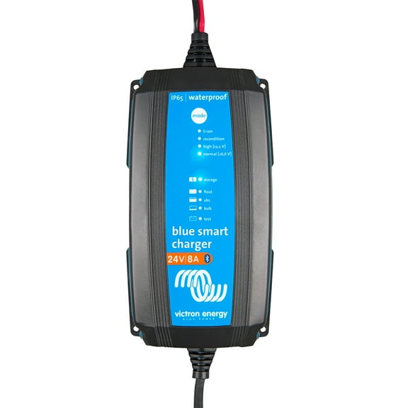 9" Blue and Black Victron IP65 Smart Charger - 8 Amps