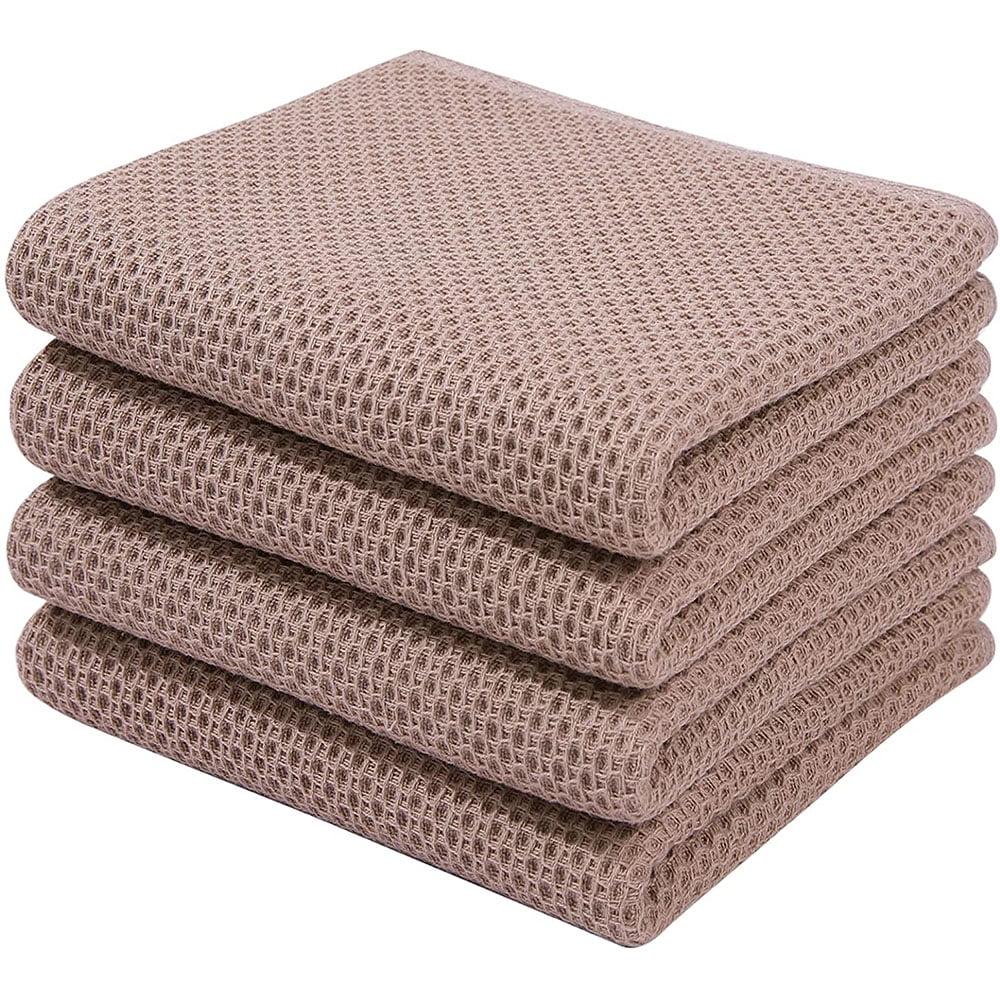 Set of 4 Dish Towels Super Absorbent 100%Cotton Waffle Weave Kitchen cloth  13.8"