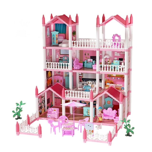 Casa de muñecas Playset Casa de muñecas con muebles y accesorios, Juego de rol, Vacaciones con 14 habitaciones