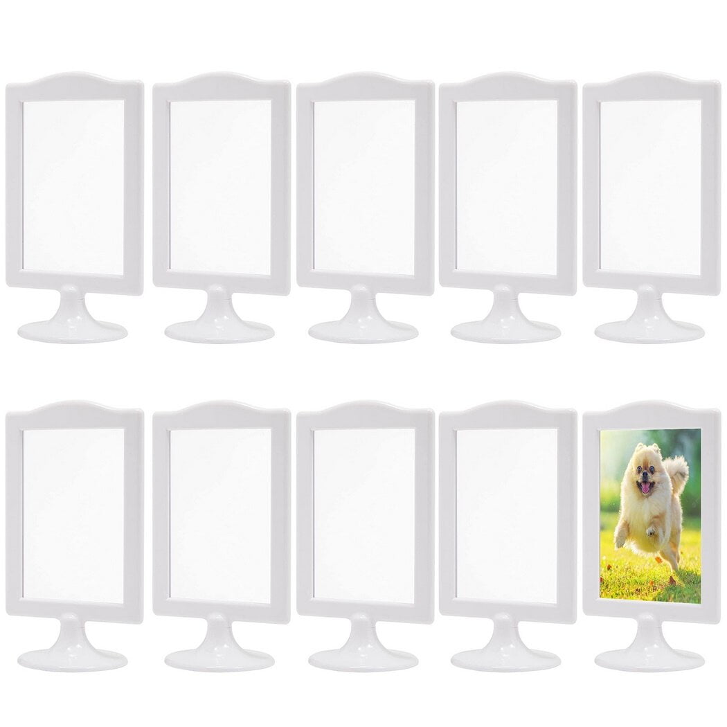 Double-sided Standing Picture Frame, 10Pcs Pedestal Display Vertical Photo Frames, Decor for Daily Wedding Bridal Shower Table Number(4 x 6inch)