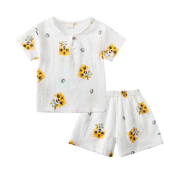 Zshosam Toddler Summer Outfits Boy Toddler Baby Boy 2 Pieces Summer Beach Outfits Short Sleeve Shirts and Shorts Set Size 3T 4T,(Yellow 3-4 Years)