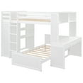 thumbnail image 3 of JERFIT size Loft Bed with a twin size Stand-alone bed Shelves Desk and Wardrobe-White, 3 of 10