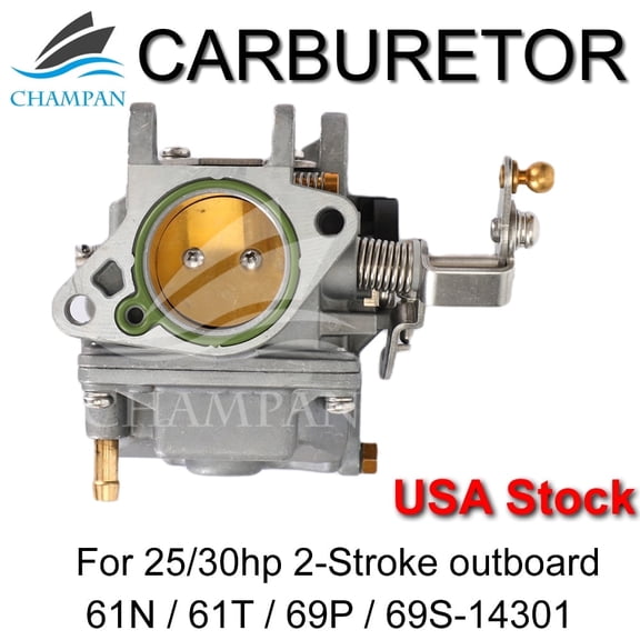 CHAMPAN Carburetor for Yamaha 25HP 30hp 2-Stroke Outboard engines,Ref No.61N/61T-14301 69P/69S-14301,Sierra 18-34606