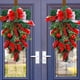 thumbnail image 4 of Cinta navideña colgante al revés, corona de árbol para puerta, decoración de lazo navideño para colgar en la pared., 4 of 7