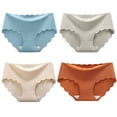thumbnail image 1 of 4 piezas de ropa interior elástica de seda de hielo invisible sin costuras para mujer, de seda de hielo, sin dejar huellas, de una pieza, de algodón puro, parte inferior de la entrepierna, 1 of 5
