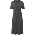 thumbnail image 5 of Robes de Printemps pour Femmes Décontractées Manches 3/4 Longue Robe Évasée Basique Plage Vacances Travail Maxi Robe 2025, 5 of 5