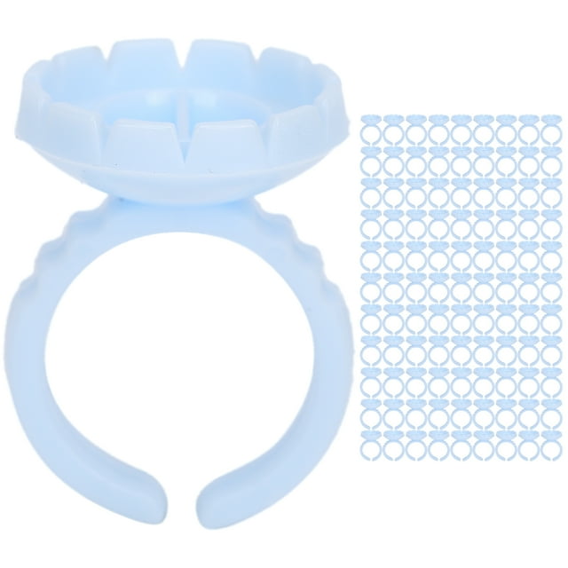 Ymiko 100pcs Disposable Eyelash Glue Ring Cup Eyelash Extension Glue Holder Container Pigment Eyelash Extension Accessory