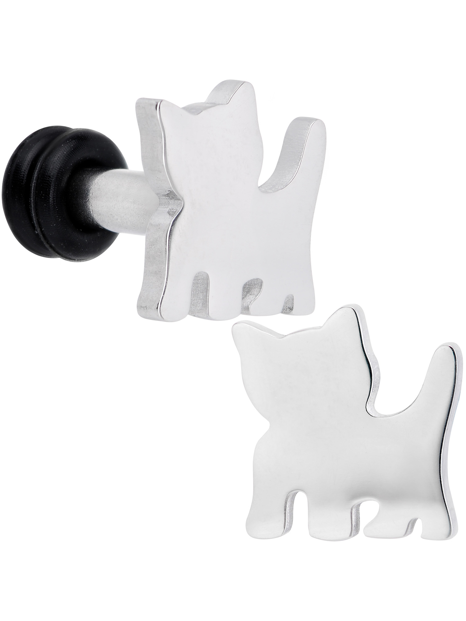 Body Candy 10G Unisex 2Pc Ear Plugs 316L Steel Cat Lover Kitty Cat