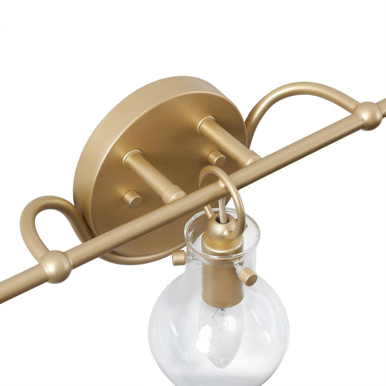 LNC Modern Gold Vanity Light, 3-Light Clear Glass Wall Fixture for Bathroom & Powder Room