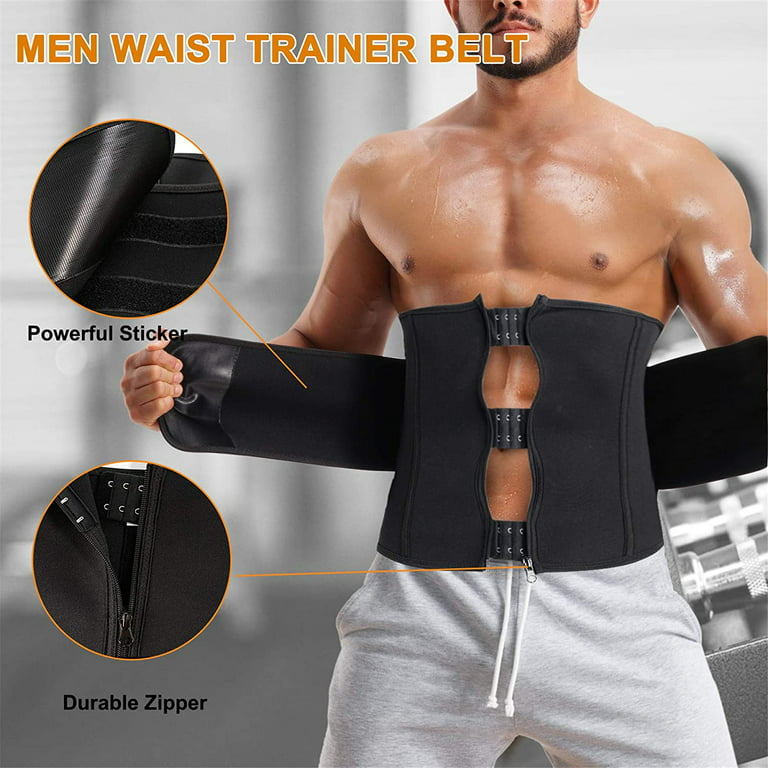 Junlan Neoprene Waist Trainer Belt for Men Tummy Control Waist Trimmer for Weight  loss Slimming Body Shaper for Sport Workout(Black, S) 