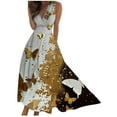 thumbnail image 2 of Viikei Sun Dresses for Women Plus Size,Women's Spring/Summer Sleeveless Color V-Neck Wrapped Chest Dress Long Dress Gold L, 2 of 5