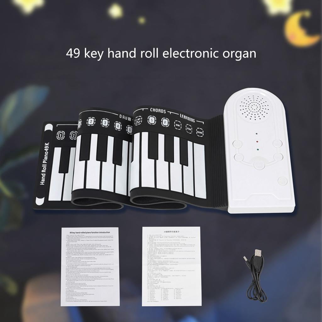 Yihuala Multifunctional 49 Piano Foldable Portable Electronic Piano Music Instrument for Beginner 49 Keyboard Foldable Electronic Piano Rechargeable Hand Roll Portable Piano for Beginner Easy to Play