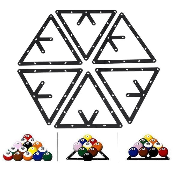 FAGINEY Pool Table Rack,Billiard Rack,6Pcs/Set Billiard Rack Black Triangle Ball Holder Positioning Billiard Table Pool Cue Accessory