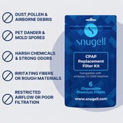 Snugell Disposable CPAP Filters -Compatible with ResMed AirSense 10, AirCurve 10 & S9 Series - Ideal for Home and Travel Use –Easy to Install for Superior Air Filtration & Cleaner Breathing (6-Pack)