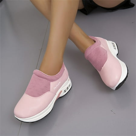 

YOTAMI Shoes for Women Outwear New Deals Casual Platform Wedge Heel Flying Knit Stitching Set Foot Sports Women s Singles Shoes Pink