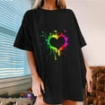 thumbnail image 2 of Midsumdr Pride Shirt Best Gift for Your Lover,Fashion Womens Heart Shape Rainbow Print Short Sleeves T-Shirt LGBT Equality Tees Summer Valentine's Day Casual Short Sleeve Tops, 2 of 7