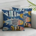 thumbnail image 3 of Chilfamy Kawaii Fishes Throw Pillow Cover Coastal Animal Cushion Cover, Aztec Cartoon Fish Pillow Cover, Geometry Navy Blue and White Kids Oil Painting Fish Decorative Pillow Cover White, 3 of 7