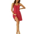 thumbnail image 1 of Noche de inspiración para mujeres, camisón sin mangas, pijama elástico de tirantes anchos, camisa de dormir corta, talla L, color burdeos, 1 of 6